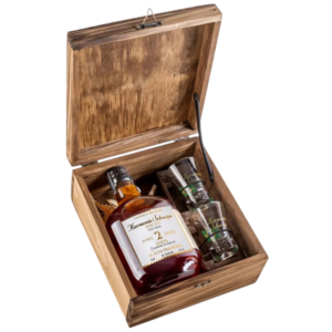 Kit 1 Cachaça Harmonie Schnaps Envelhecida Acácia Francesa 700ml Com 2 Copos